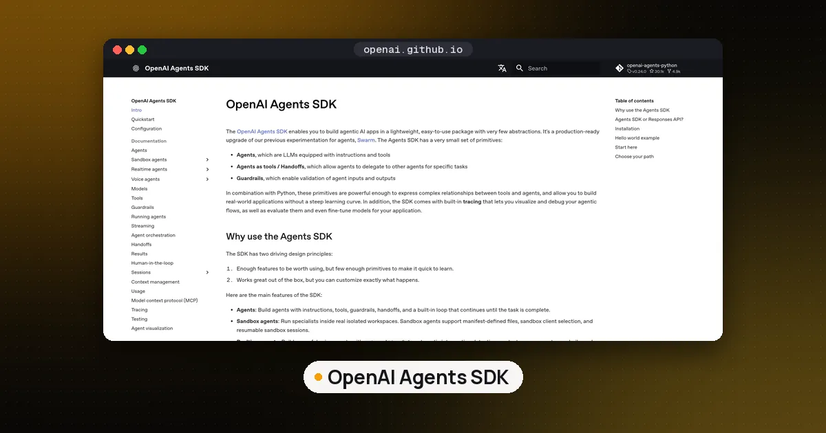 Screenshots of OpenAI Agents SDK